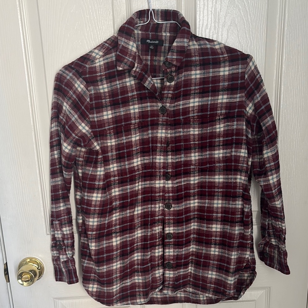 Madewell Red and White Button Down Shirt